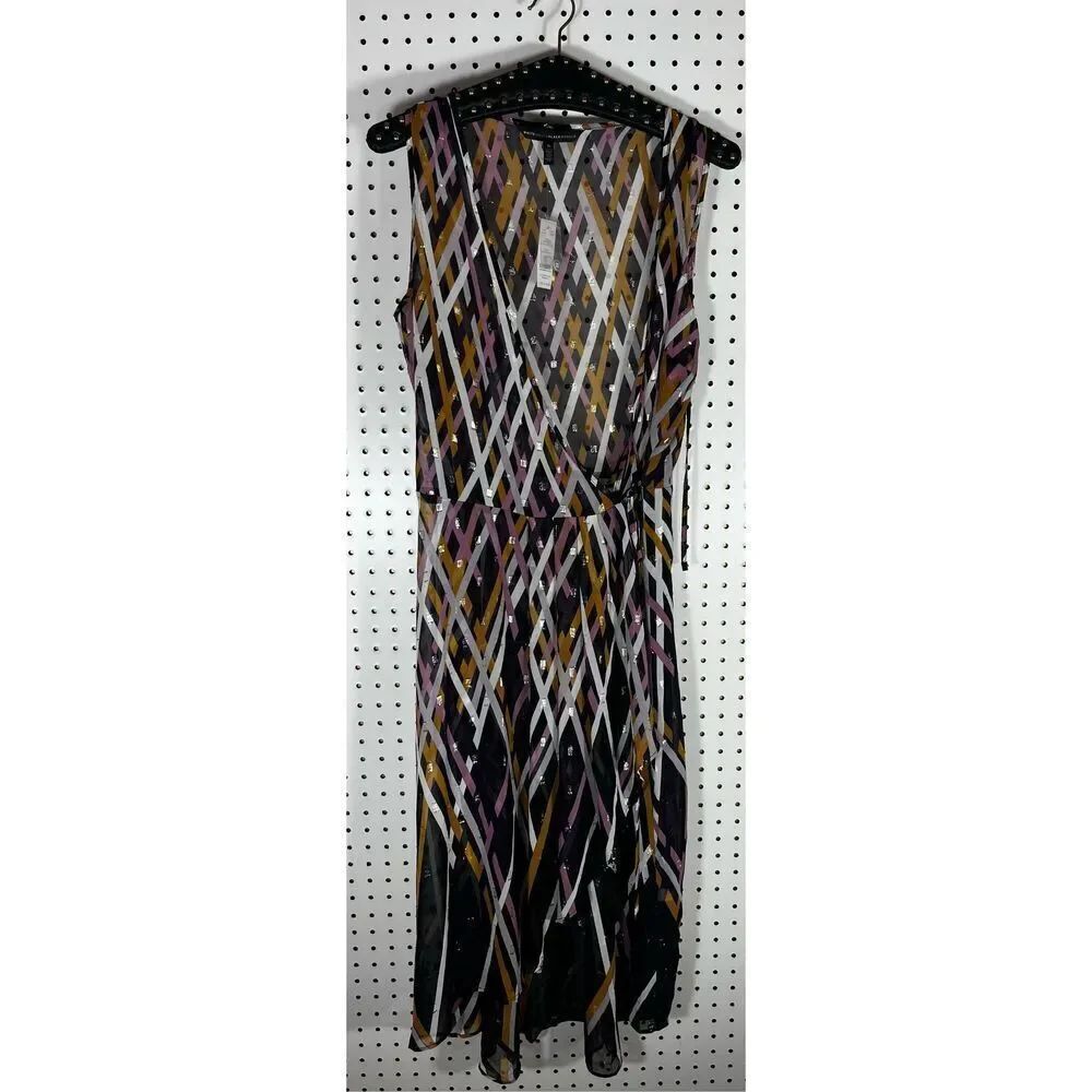 White Black Market sheer wrap dress
